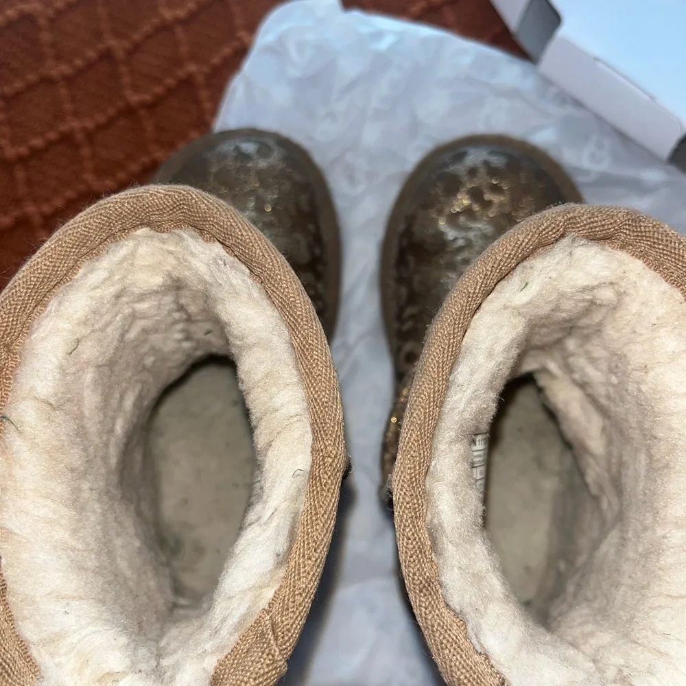 UGG Kids Brown Leopard Print Shearling Lined Boots